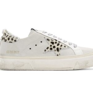 Golden Goose White Suede Leopard May Sneakers